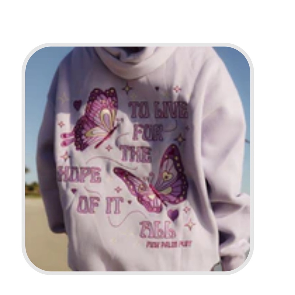 Pink Palm Puff Purple butterfly hoodie